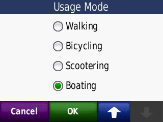 Scroll down to find boating mode.